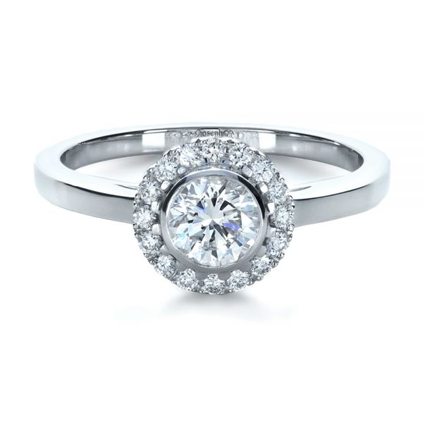  Platinum Platinum Custom Bezel Engagement Ring - Flat View -  1229