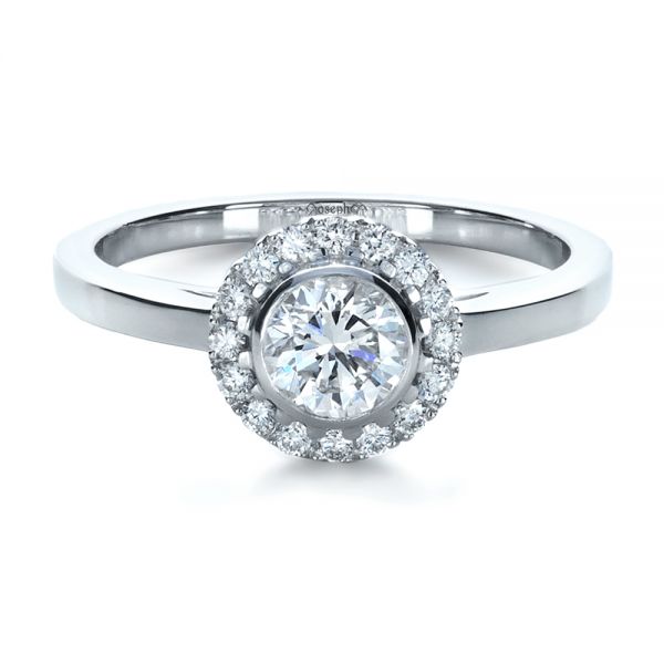 18k White Gold 18k White Gold Custom Bezel Engagement Ring - Flat View - 1229