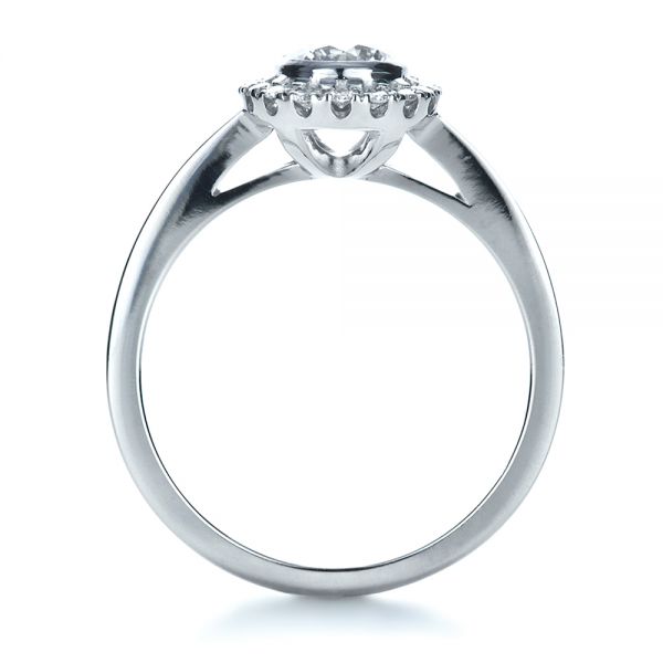 14k White Gold Custom Bezel Engagement Ring - Front View -  1229