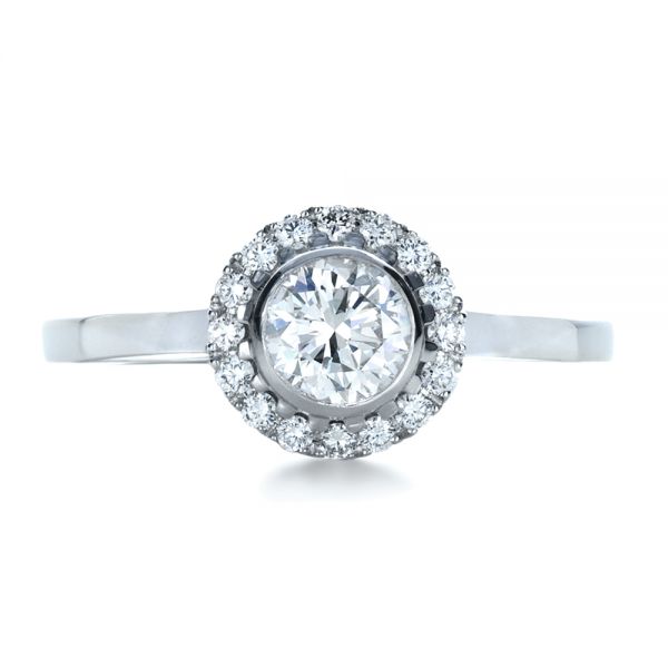18k White Gold 18k White Gold Custom Bezel Engagement Ring - Top View - 1229