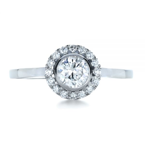 18k White Gold 18k White Gold Custom Bezel Engagement Ring - Top View -  1229