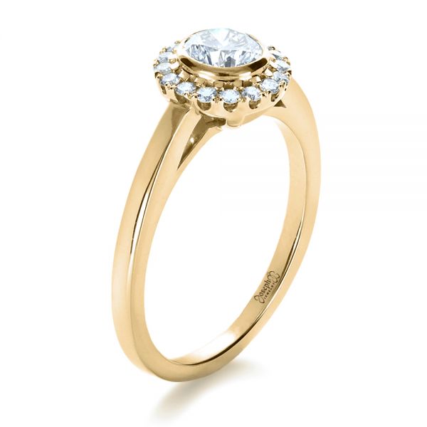 18k Yellow Gold 18k Yellow Gold Custom Bezel Engagement Ring - Three-Quarter View -  1229