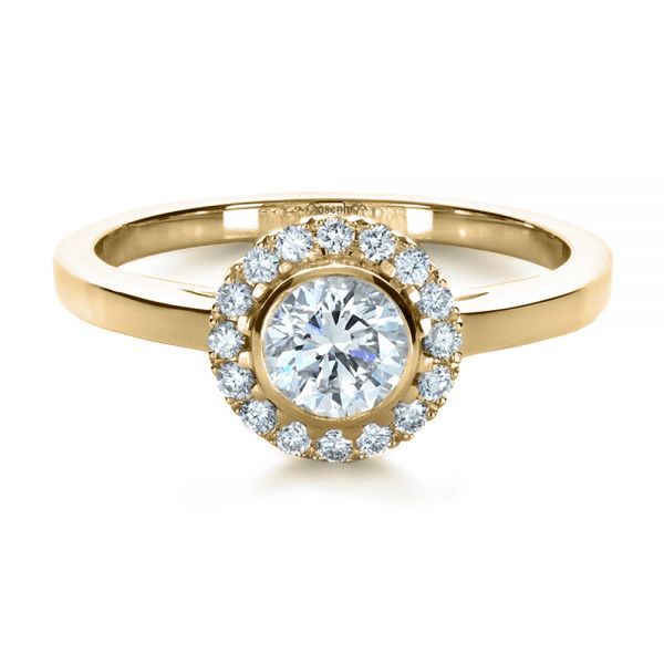 18k Yellow Gold 18k Yellow Gold Custom Bezel Engagement Ring - Flat View -  1229