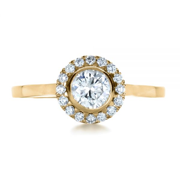 18k Yellow Gold 18k Yellow Gold Custom Bezel Engagement Ring - Top View - 1229