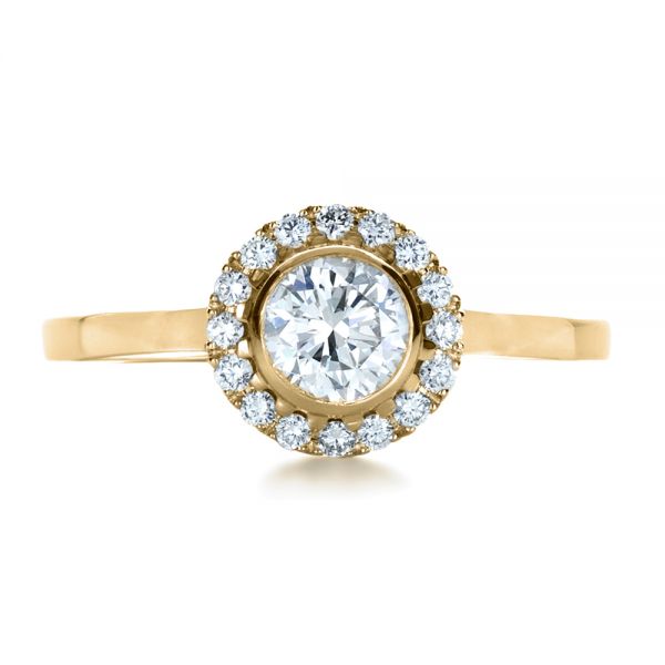 14k Yellow Gold 14k Yellow Gold Custom Bezel Engagement Ring - Top View -  1229