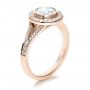 18k Rose Gold 18k Rose Gold Custom Bezel Halo Diamond Engagement Ring - Three-Quarter View -  1245 - Thumbnail