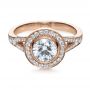 14k Rose Gold 14k Rose Gold Custom Bezel Halo Diamond Engagement Ring - Flat View -  1245 - Thumbnail