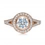 14k Rose Gold 14k Rose Gold Custom Bezel Halo Diamond Engagement Ring - Top View -  1245 - Thumbnail