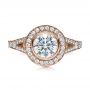 18k Rose Gold 18k Rose Gold Custom Bezel Halo Diamond Engagement Ring - Top View -  1245 - Thumbnail