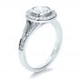 14k White Gold 14k White Gold Custom Bezel Halo Diamond Engagement Ring - Three-Quarter View -  1245 - Thumbnail
