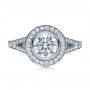 18k White Gold 18k White Gold Custom Bezel Halo Diamond Engagement Ring - Top View -  1245 - Thumbnail