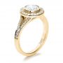 18k Yellow Gold 18k Yellow Gold Custom Bezel Halo Diamond Engagement Ring - Three-Quarter View -  1245 - Thumbnail