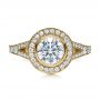 14k Yellow Gold 14k Yellow Gold Custom Bezel Halo Diamond Engagement Ring - Top View -  1245 - Thumbnail