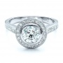  Platinum Custom Bezel Halo Engagement Ring - Flat View -  1430 - Thumbnail