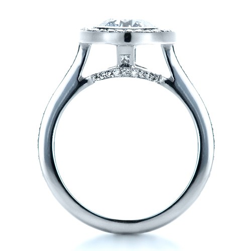  Platinum Custom Bezel Halo Engagement Ring - Front View -  1430