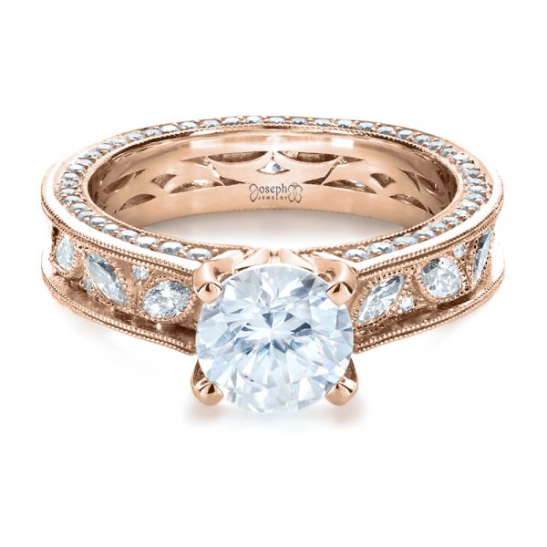 14k Rose Gold 14k Rose Gold Custom Bezel Set Diamond Engagement Ring - Flat View - 1206