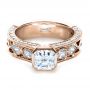 14k Rose Gold 14k Rose Gold Custom Bezel Set Diamond Engagement Ring - Flat View -  1282 - Thumbnail