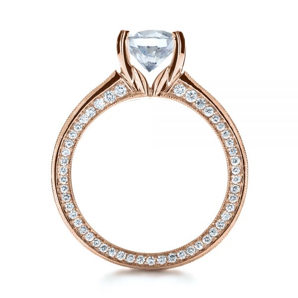 14k Rose Gold 14k Rose Gold Custom Bezel Set Diamond Engagement Ring - Front View -  1206
