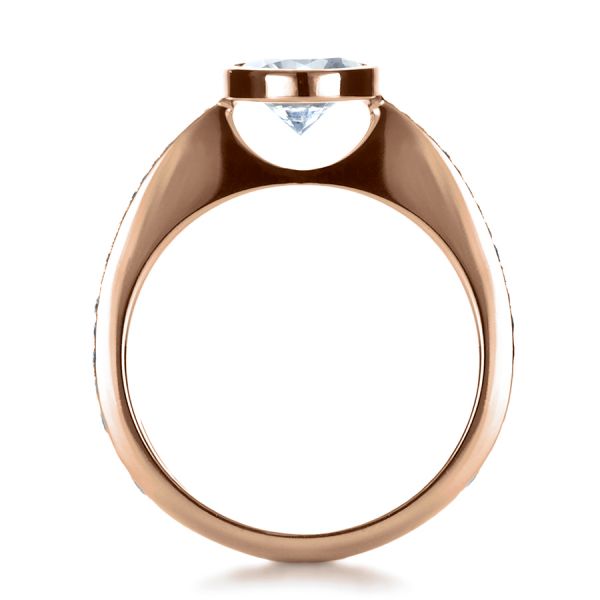 18k Rose Gold 18k Rose Gold Custom Bezel Set Diamond Engagement Ring - Front View -  1215