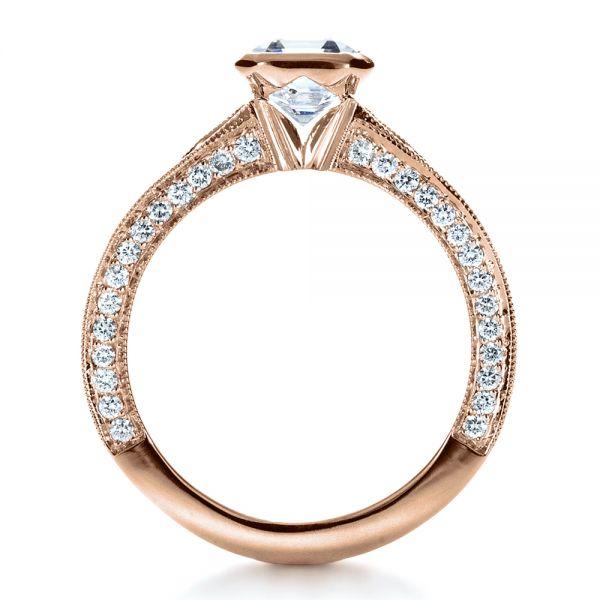 18k Rose Gold 18k Rose Gold Custom Bezel Set Diamond Engagement Ring - Front View -  1282