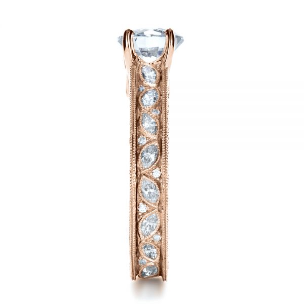 14k Rose Gold 14k Rose Gold Custom Bezel Set Diamond Engagement Ring - Side View -  1202