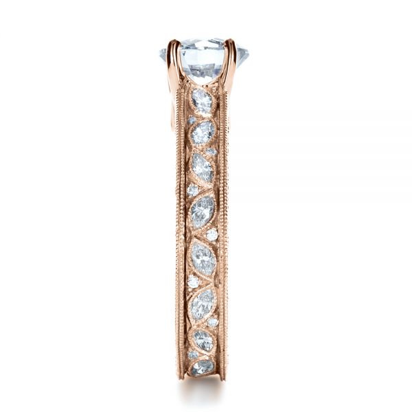 14k Rose Gold 14k Rose Gold Custom Bezel Set Diamond Engagement Ring - Side View - 1202