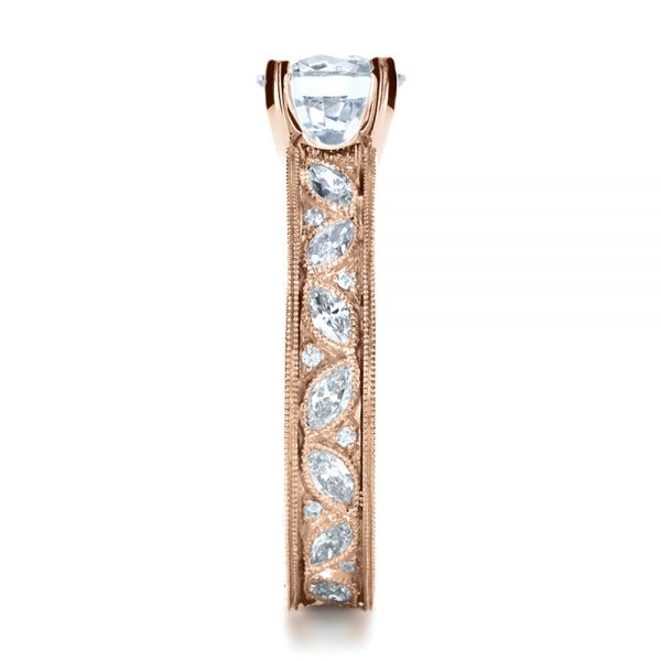 14k Rose Gold 14k Rose Gold Custom Bezel Set Diamond Engagement Ring - Side View - 1206
