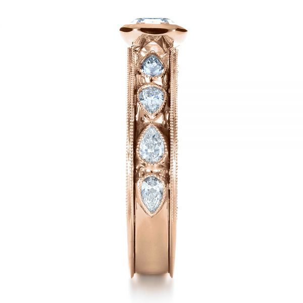 18k Rose Gold 18k Rose Gold Custom Bezel Set Diamond Engagement Ring - Side View -  1282