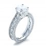 18k White Gold Custom Bezel Set Diamond Engagement Ring - Three-Quarter View -  1202 - Thumbnail