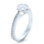 14k White Gold 14k White Gold Custom Bezel Set Diamond Engagement Ring - Three-Quarter View -  1215 - Thumbnail