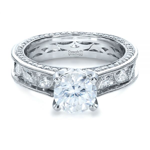 Platinum Platinum Custom Bezel Set Diamond Engagement Ring - Flat View - 1206