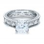 18k White Gold Custom Bezel Set Diamond Engagement Ring - Flat View -  1206 - Thumbnail