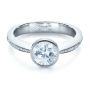18k White Gold Custom Bezel Set Diamond Engagement Ring - Flat View -  1215 - Thumbnail