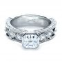 18k White Gold Custom Bezel Set Diamond Engagement Ring - Flat View -  1282 - Thumbnail