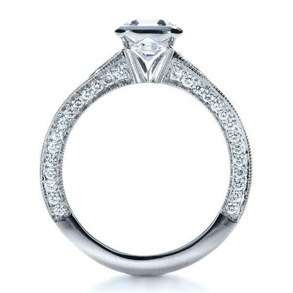 14k White Gold 14k White Gold Custom Bezel Set Diamond Engagement Ring - Front View -  1282