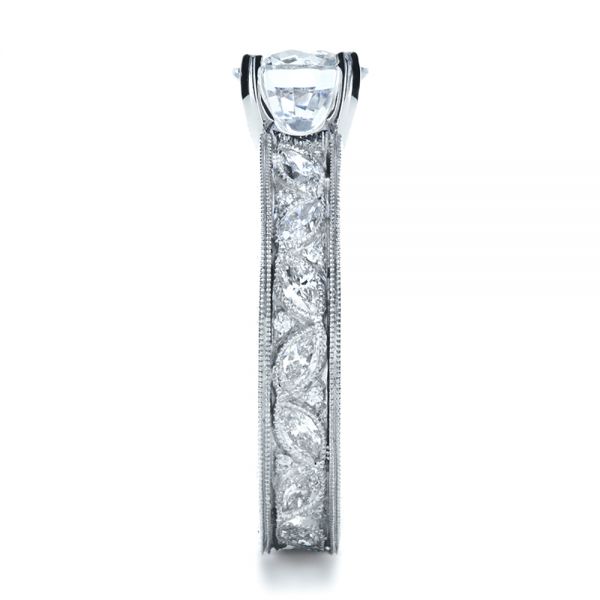  Platinum Platinum Custom Bezel Set Diamond Engagement Ring - Side View -  1206