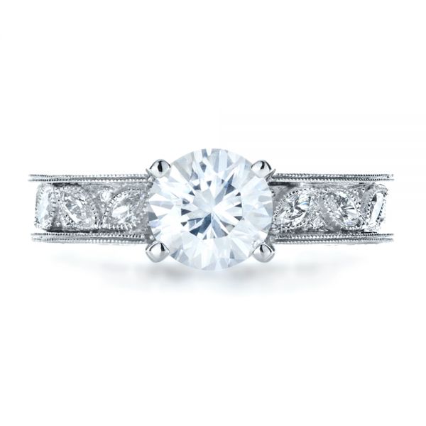 Platinum Platinum Custom Bezel Set Diamond Engagement Ring - Top View - 1206