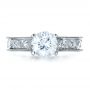 14k White Gold 14k White Gold Custom Bezel Set Diamond Engagement Ring - Top View -  1206 - Thumbnail