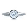 18k White Gold Custom Bezel Set Diamond Engagement Ring - Top View -  1215 - Thumbnail