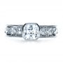 14k White Gold 14k White Gold Custom Bezel Set Diamond Engagement Ring - Top View -  1282 - Thumbnail