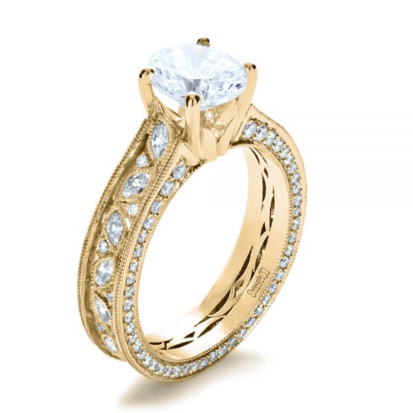14k Yellow Gold 14k Yellow Gold Custom Bezel Set Diamond Engagement Ring - Three-Quarter View - 1202