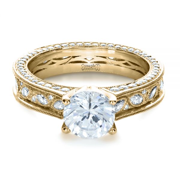 14k Yellow Gold 14k Yellow Gold Custom Bezel Set Diamond Engagement Ring - Flat View - 1202