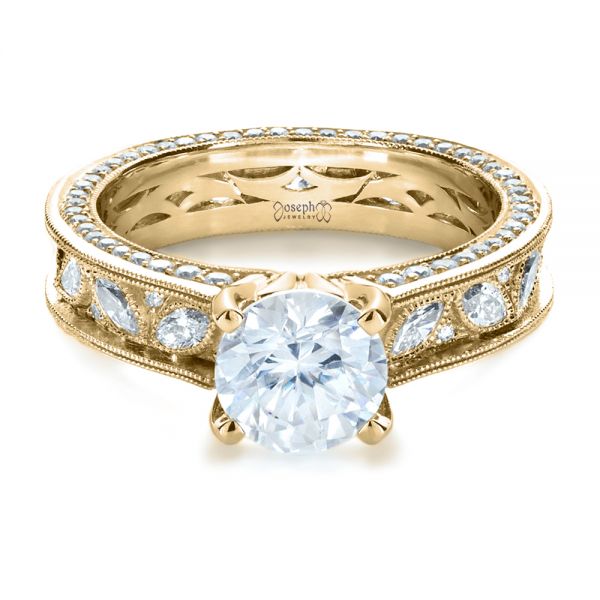 18k Yellow Gold 18k Yellow Gold Custom Bezel Set Diamond Engagement Ring - Flat View -  1206