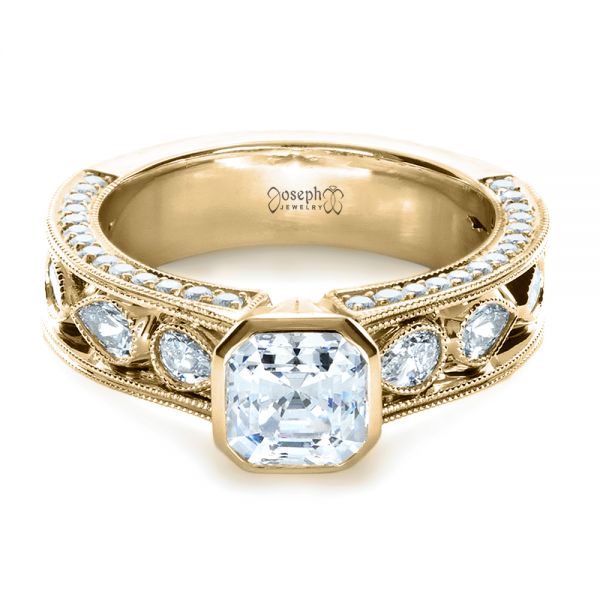 18k Yellow Gold 18k Yellow Gold Custom Bezel Set Diamond Engagement Ring - Flat View -  1282