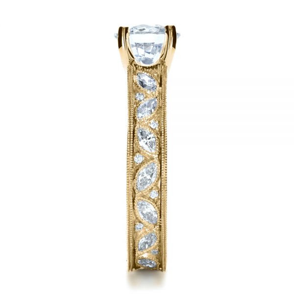 18k Yellow Gold 18k Yellow Gold Custom Bezel Set Diamond Engagement Ring - Side View -  1206