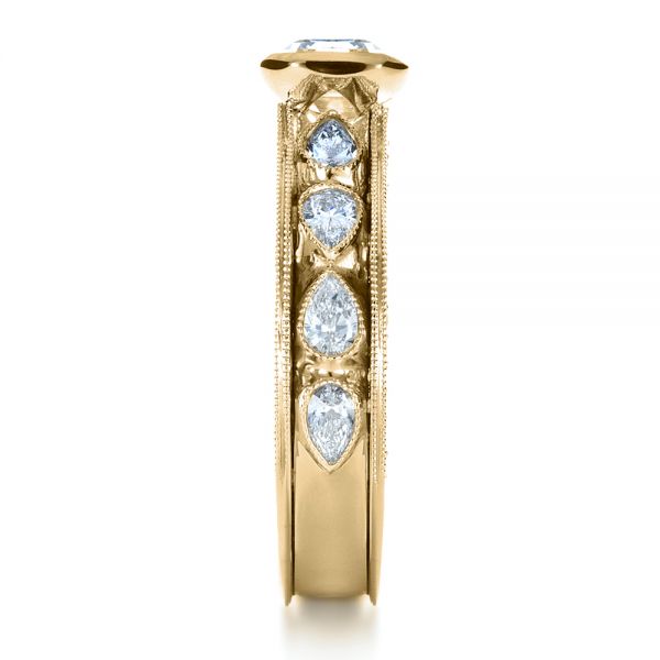 18k Yellow Gold 18k Yellow Gold Custom Bezel Set Diamond Engagement Ring - Side View -  1282