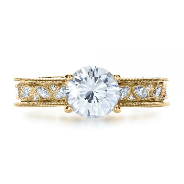 14k Yellow Gold 14k Yellow Gold Custom Bezel Set Diamond Engagement Ring - Top View - 1202