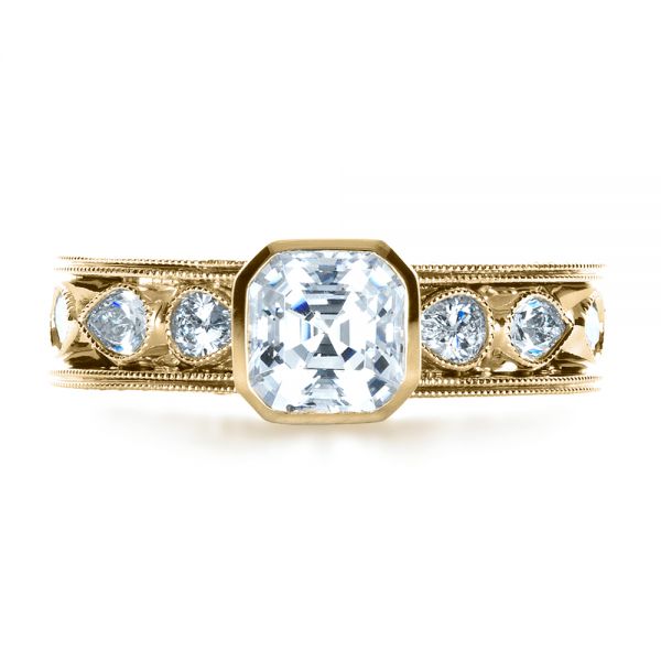 14k Yellow Gold 14k Yellow Gold Custom Bezel Set Diamond Engagement Ring - Top View -  1282