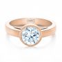 14k Rose Gold 14k Rose Gold Custom Bezel Set Solitaire Diamond Engagement Ring - Flat View -  1265 - Thumbnail