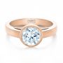 18k Rose Gold 18k Rose Gold Custom Bezel Set Solitaire Diamond Engagement Ring - Flat View -  1265 - Thumbnail